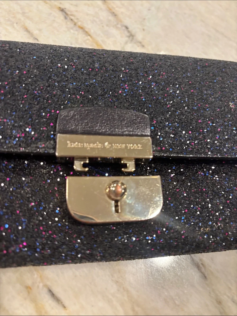 kate spade Black Sparkle Chain Clutch